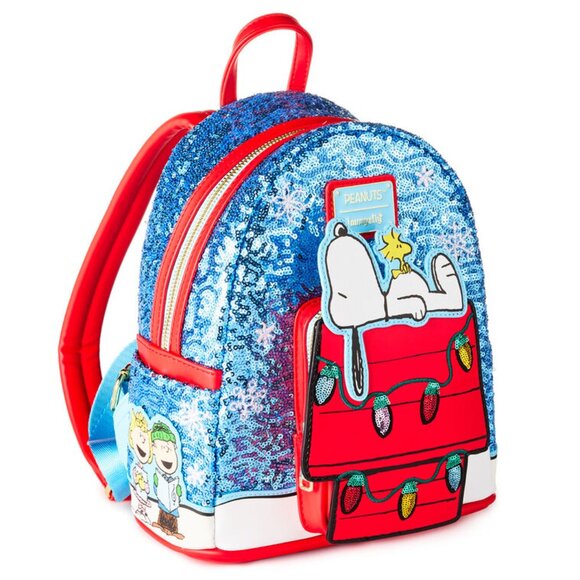 Loungefly Peanuts Holiday & Snow Sequins Mini Backpack Snoopy NWT main image 5